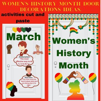 Preview of Women's history month door decorations ideas,activitiest and crafs cut and paste