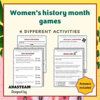 Preview of Women's history month educational games | Inspiring Women in Science Worksheets