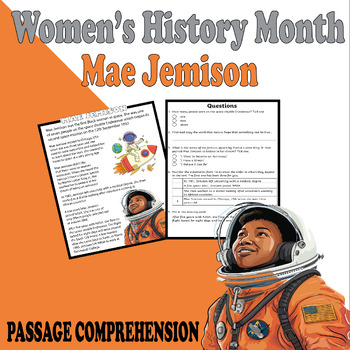 Preview of Women's month ACTIVITIES Mae Jemison reading comprehension BIOGRAPHIES PASSAGE