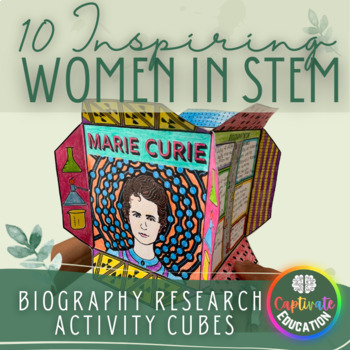 Preview of Womens History Month 10 Women in STEM Biography Research Activity Cubes Project
