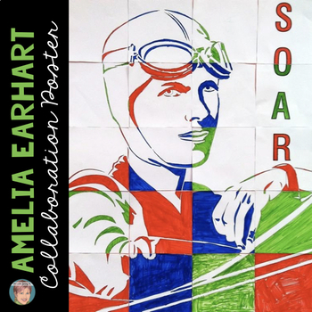 Preview of Amelia Earhart Collaborative Portrait: Great Women's History Month Activity