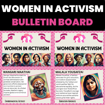 Preview of Womens History Month Bulletin Board Women in Activism  and Female Activists