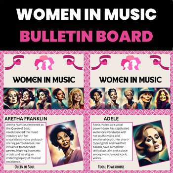 Preview of Womens History Month Bulletin Board Women in Music Female Musicians Singers