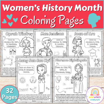 Preview of Womens History Month Coloring Biographies Pages, Womens History Coloring Sheets