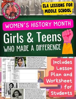 Preview of Womens History Month Girls Kids Teens Who Made a Difference Middle School ELA