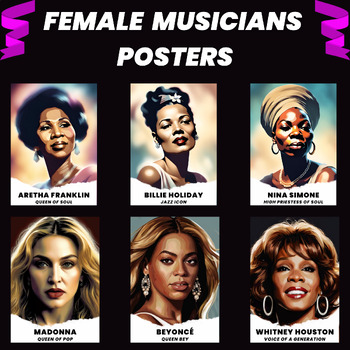 Preview of Womens History Month Posters for Women in Music Female Singers and Musicians