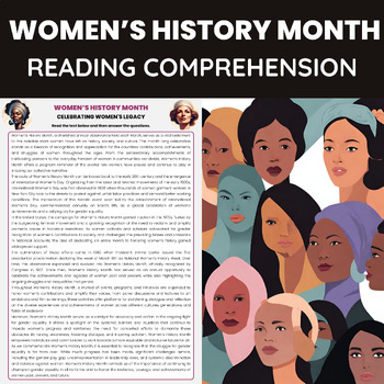 Preview of Womens History Month Reading Comprehension