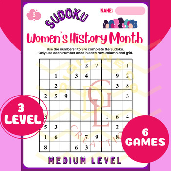 Preview of Womens History Month SUDOKU math center game critical thinking activities middle