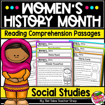 Preview of Womens History Month Social Studies Reading Comprehension Passages + Answers