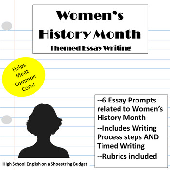 Preview of Women's History Month Themed Essay Writing, w Rubrics & Printables