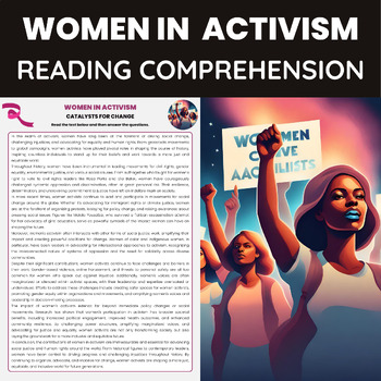 Preview of Womens History Month Women in Activism Reading Passage | Women's Rights