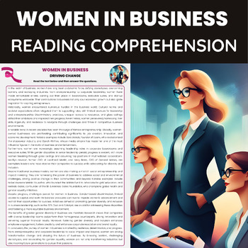 Preview of Womens History Month Women in Business Reading Passage | Businesswomen