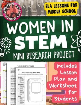 Preview of Womens History Month Women in STEM Fields Women STEM Research Mini Project ELA