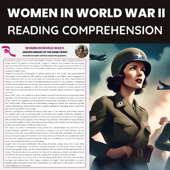 Preview of Womens History Month Women in World War II Reading Passage | Women In war