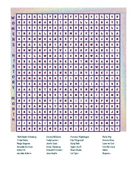 Preview of Womens History Month Word Search