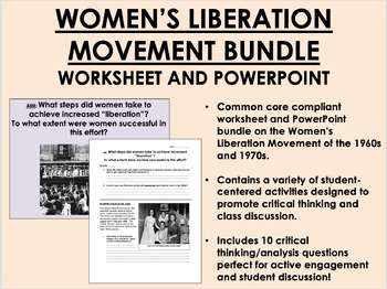 Preview of Women's Liberation Movement Bundle - Worksheet and PowerPoint