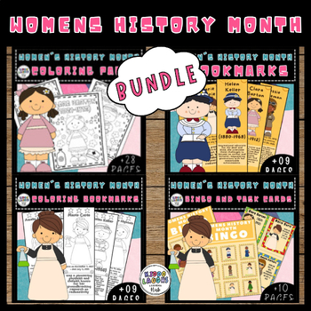Preview of Womens history month Coloring Sheets, Bookmarks,BINGO Game and Biography Cards