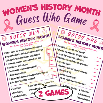 Preview of Womens history month GUESS WHO game Notable Famous Influencer Activities middle