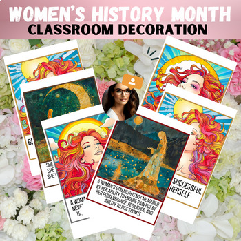 Preview of Women history month quotes Wall art classroom door decorations bulletin board