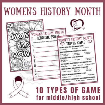 Preview of Womens history month fun independent reading Activities Unit Sub Plans middle