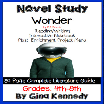 Preview of Wonder Novel Study & Enrichment Project Menu; Plus Digital Option