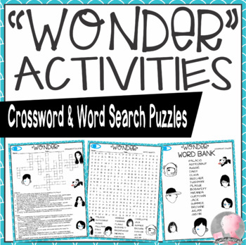 Preview of Wonder Activities R.J. Palacio Crossword and Word Search