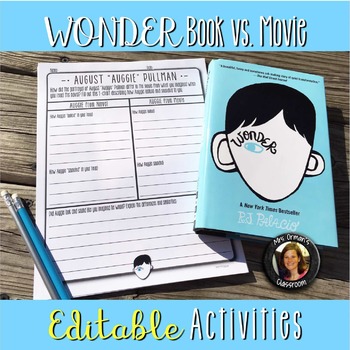 wonder book movie comparison editable activities by tracee orman