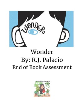 Preview of Wonder By R.J. Palacio Novel End of Book Summative Assessment Test