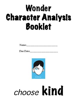 Preview of Wonder Character Analysis Booklet