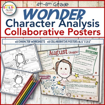 Wonder, Character Analysis, Collaborative Posters and Worksheets - English,  Oh My!