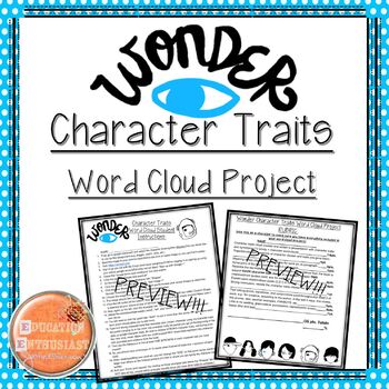 Preview of Wonder Character Traits Word Cloud Project