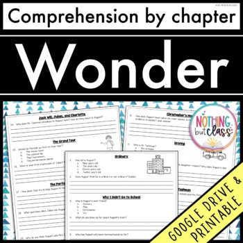 Preview of Wonder | Comprehension Questions by chapter