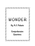 Wonder Novel Unit Comprehension Checks for Close Reading