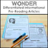 Wonder - Differentiated Informational Pre-Reading - Readin