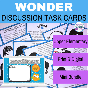 Preview of Wonder Book Club Discussion Cards PRINT and DIGITAL