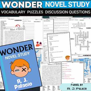 Preview of Wonder Discussion Questions Quiz-Wordsearch-Crossword Vocabulary Study DIGITAL