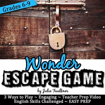 Preview of Escape Room Break Out Box Game, Wonder (Movie or Novel)