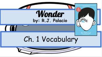 Preview of Wonder Modified Novel Unit Level 1 Vocab. Words Presentation (special education)