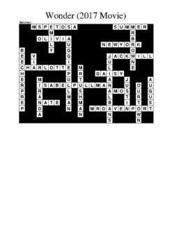 Wonder Movie Crossword Puzzle by M Walsh TPT