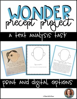 Preview of Wonder Novel Precept Project (Print and Digital- GOOGLE CLASSROOM)