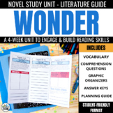 Wonder Novel Study: Comprehension & Vocabulary for the boo