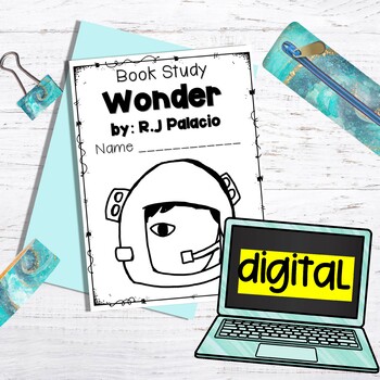 Preview of Wonder Novel Study | Digital: Google, PowerPoint | Comprehension | Assessment