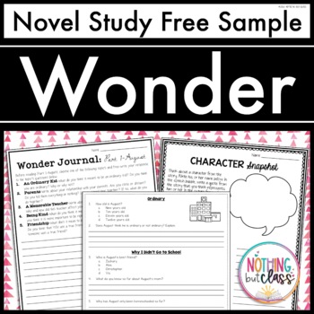 Preview of Wonder Novel Study FREE Sample | Worksheets and Activities