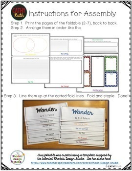 wonder novel study foldable project writing prompts vocabulary