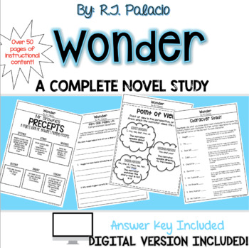 Wonder Novel Study: Paper & Digital by Hard Work with Hartnett | TPT