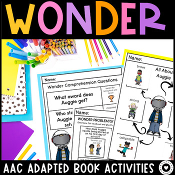 Preview of Wonder Novel Study Special Education ELL AAC Supported Chapter Book Activities