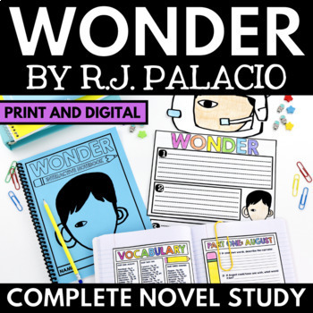 Preview of Wonder Novel Study Unit - Reading Comprehension Questions - Wonder Activities