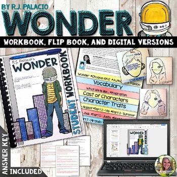 Preview of Wonder Novel Study Workbook, Flip Book, and Digital Learning | Wonder Bundle