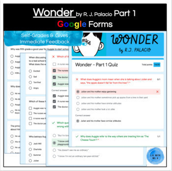 Preview of Wonder Part 1 Google Forms Quiz / Assessment