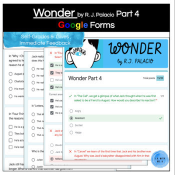 Preview of Wonder Part 4 Google Forms Quiz / Assessment